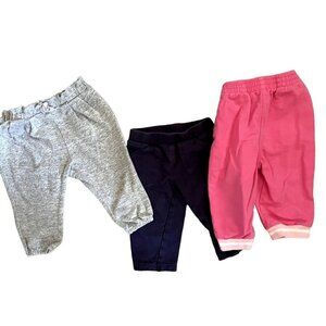 Lot of size 9 months girls clothes pants comfortable play clothes baby pink gray